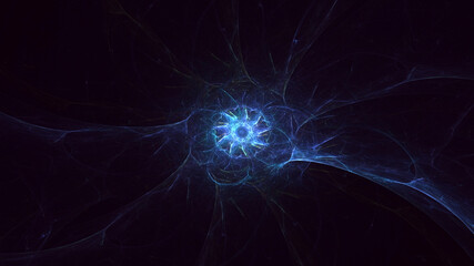 3D rendering abstract multicolor fractal light background