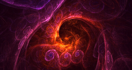 3D rendering abstract multicolor fractal light background
