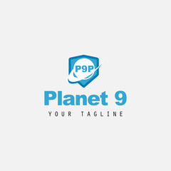 planet 9 illustration logo design