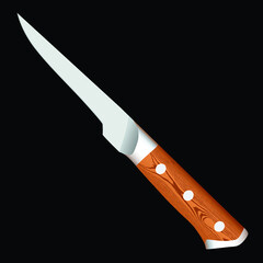 chef knife, butcher meat knife for butcher shop, Meat cutting knives, Cutlery icon set - vector realistic kitchen knives isolated on black, Vector illustration