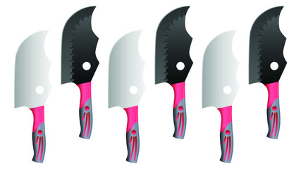 set of Large sharp cleaver knife isolated on white background, cleaver knives, chef knife