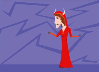 An illustration of woman wearing devil costume