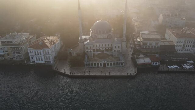 Beylerbeyi Mosque  Drone Video, Uskudar Istanbul Turkey	