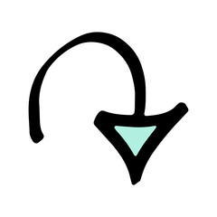 Doodle infographic arrow symbol colorful and black line vector.