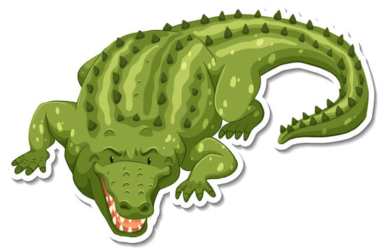 A sticker template of crocodile cartoon character