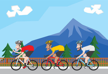 An illustration of a group of cyclist riding on the road