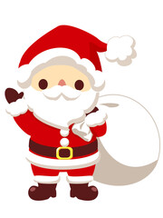 プレゼント袋をかかえたサンタクロース　クリスマス素材のアイコン/ベクター画像
