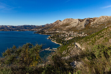 Naklejka na ściany i meble View of the Adriatic sea coast. Dalmatia Region. Croatia