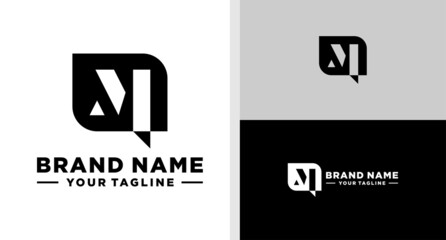 LETTER M LOGO BUBBLE CHAT NOTIFICATION EDITABLE