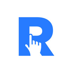 Letter R with a hand click ready to use.