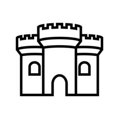 Fototapeta premium Castle tower line icon, vector logo isolated on white background