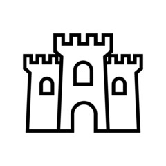 Castle tower line icon, vector logo isolated on white background