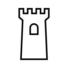 Castle tower line icon, vector logo isolated on white background
