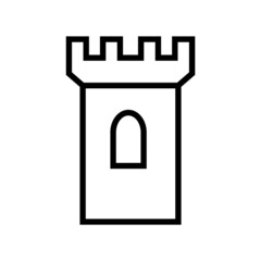 Castle tower line icon, vector logo isolated on white background