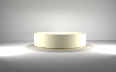 Abstract minimal scene with geometric forms. White podium in white background. Product presentation, mock up, show cosmetic product display, Podium, stage pedestal or platform. 3d render.