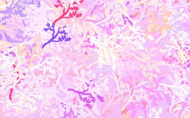Light Pink, Yellow vector abstract background with leaves, branches.