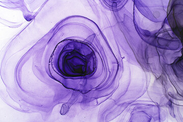 Modern abstract fluid painting in alcohol ink technique, purple gradient. Smooth color transition. Daring and energetic design.