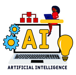 AI - Artificial Intelligence acronym. business concept background.  vector illustration concept with keywords and icons. lettering illustration with icons for web banner, flyer, landing 