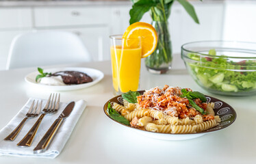 Food, kitchen, plates, fresh food, interior

