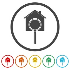Search home icon vector isolated on white background, color set
