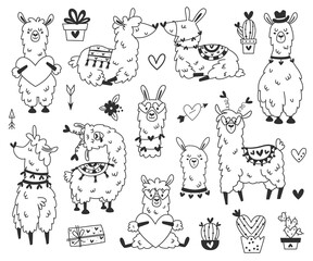 Valentine llama collection. © nafanya241