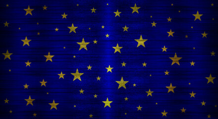 Holiday background with golden stars on a deep blue shining metallic background, colored, backdrop, seasonal