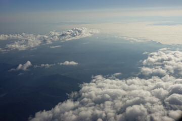 Naklejka na ściany i meble Mountain view from airplane