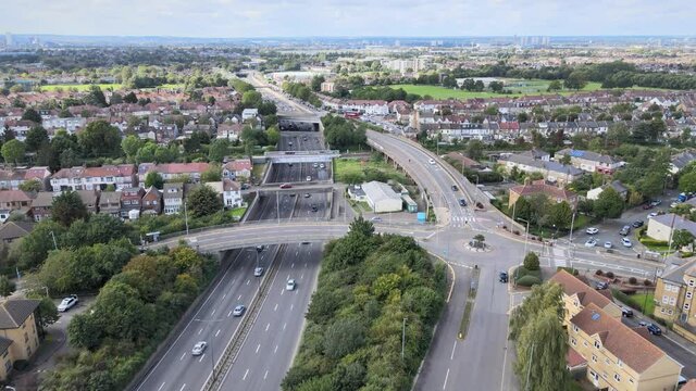  multilane road leading through outskirt residential borough. Walthamstow, London, UK