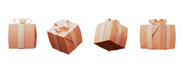 3D Gift Boxes Collection On White Background. Banner Or Header Design.