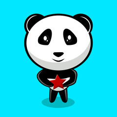 panda cute character with star