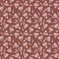 Japanese Vintage Hand Fan Vector Seamless Pattern