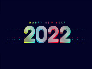 3D Gradient Light 2022 Number With Dots On Blue Background For Happy New Year Concept.