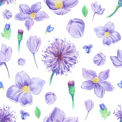 Pattern with purple flowers
