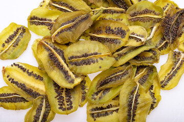 Dried kiwi fruit slices. Perfect as a snack, addition to ice cream and other desserts.