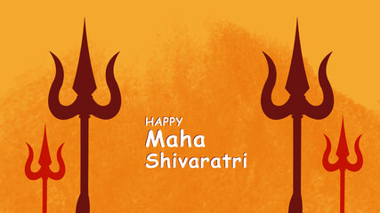 Happy Maha Shivaratri festival greetings card design illustration background. Hindu festival celebrated of Lord Shiva vector illustration - obrazy, fototapety, plakaty