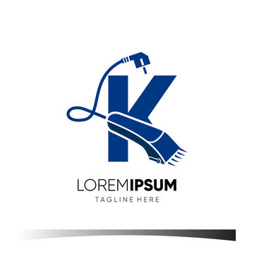 Letter K Hair Clipper Logo Design Vector Icon Graphic Emblem Illustration
