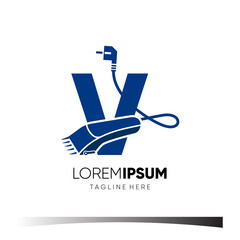 Letter V Hair Clipper Logo Design Vector Icon Graphic Emblem Illustration