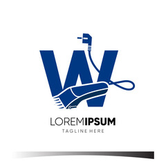 Letter W Hair Clipper Logo Design Vector Icon Graphic Emblem Illustration