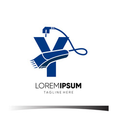 Letter Y Hair Clipper Logo Design Vector Icon Graphic Emblem Illustration