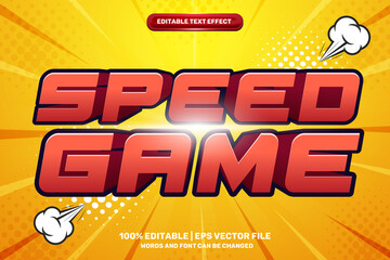 speed game cartoon Comic Style Bold 3D Editable text Effect Style