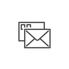 Mail, post envelope line icon