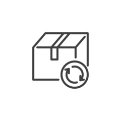Delivery box with arrows line icon