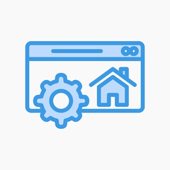 Homepage optimozation icon in blue style about marketing and seo, use for website mobile app presentation