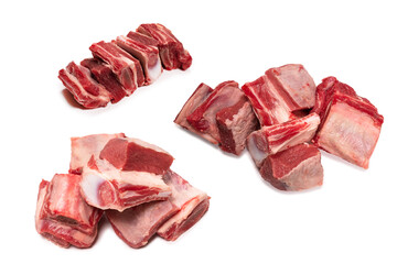 Raw beef ribs isolated on white background.