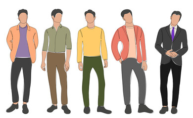 Obraz premium men, guys sketch, contour, vector, isolated