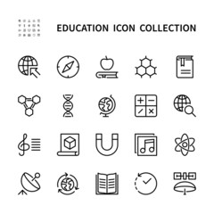 Education vector linear icons. Isolated collection of educational icons for websites. Vector symbol set of education white background.