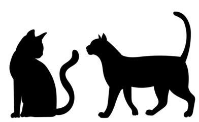 black silhouette of a cat, isolated, vector