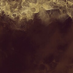 ブラウンの背景の正方形抽象バナー）上部に金色のアルコールインクアート　アンティーク　クラシカル　スペース