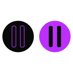 Pause icon set. Black and pink symbols. Audio record element. Multimedia concept. Vector illustration. Stock image. EPS 10.
