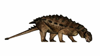 Pinacosaurus dinosaur eating or drinking - 3D render
